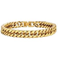 PROSTEEL Chain Bracelet for Men - Cuban Link Chunky Bracelet Silver/Gold Plated/Black 8MM/12MM/17MM Width, Hip Hop Jewellery 19/21/23CM Length for Men