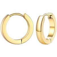 PROSTEEL Mens Hoop Earrings, Huggie Earrings Small Silver/Black/Gold Plated -With Gift Box Plain-golden