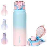 Stainless Steel Water Bottle 600mlï¼20ozï¼ Insulated Water Bottle, Double Wall Stainless Steel Vacuum Bottle for Sports, Gym or Office (Blue Pink)