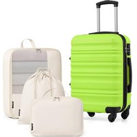 COOLIFE Carry On Suitcase with 1 Shoe Bag + 1 Toiletry Bag + 1 Travel Organizer, ABS+PC Cabin Suitcase with Wheels & TSA Lock