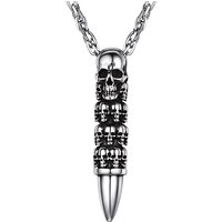 PROSTEEL Skull Necklace for Men, Skeleton Pendant Necklaces, Retro Hip Hop Punk Style, Gothic Halloween Jewellery Stainless Steel, Send Gift Box 01 Si