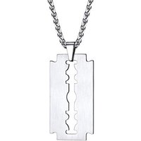PROSTEEL Men Necklace, Razor Blade Pendant with Sturdy Chain-55+5CM Adjustable, Can Engrave, 316L Stainless Steel/Gold Plated/Black (Send Gift Box) 1-
