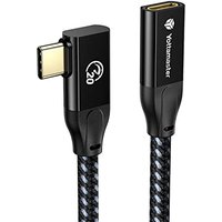Yottamaster USB3.2 Gen2x2 Extension Cable 0.5m, Right Angle USB C Exender Lead PD 100W 4K@60Hz Braided Extender Compatible with Macbook, Hub, Phones