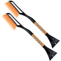 AstroAI 27 Inch Snow Brush and Detachable Ice Scraper, Snow Brush for Car, 2 Pack Orange