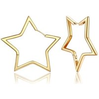 PROSTEEL Earrings for Women Stylish Star Hoops Silver/Gold Plated/Black 20/30/40/50/60mm for Ladies Girls With Gift Box