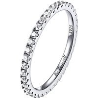 PROSILVER Women Sterling Silver Ring Simple/Cubic Zirconia Promise Wishbone Wedding Rings with S925 Stamp, Hypoallergenic, Size 4-12, Engraving (Send
