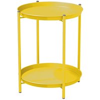 Grand patio Side Table 2-Tier Coffee Table Round End Table for Patio Garden Outdoor Living Room Bedroom -Yellow Side Table 2-Tier 2 Tier-yellow