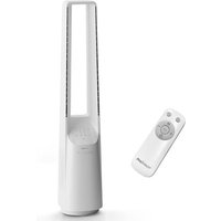 Pro Breeze® Silent Bladeless Portable Tower Fan - Ultra Quiet Standing Air Circulator with Remote Control, Timer, 10 Speeds & LED Display White