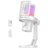 MAONO Wireless Microphones for PC, Gaming Mic with Software AI Voice Change, One-tap Noise Cancellation, Custom EQ, Adjustable RGB Light, Monitoring,