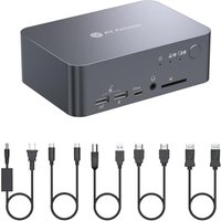 AV Access Dual Monitor KVM Switch Docking for Laptop & Desktop - Type C Charging, Ethernet, EDID, HDMI & DisplayPort, USB-C MST Dual 4K@60Hz Display,