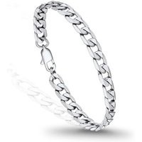 PROSTEEL Mens Bracelet - Stylish Flat Cuban Figaro Chain Wrist Link Bracelets Hypoallergenic 316L Stainless Steel Jewellery Silver/Gold Plated/Black 1