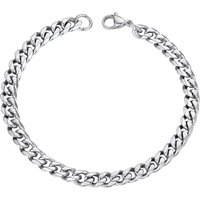 PROSTEEL Mens Cuban Chain Bracelet Silver, 3/6/9/12MM Width, 19/21CM Length, Strong 316L Stainless Steel (Send Gift Box) Silver-6mm 21 CM Length