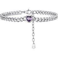 PROSTEEL Anklets for Women, Adjustable Waterproof Ankle Bracelet Silver Foot Chain Cubic Zirconia Birthstone Jewellery for Beach Summer with Gift Box