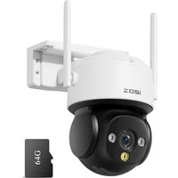 ZOSI C290 8MP 4K UHD WiFi Security Camera Outdoor Indoor, Pan/Tilt CCTV Camera with 64GB Memory Card No Monthly Fee, 100ft Night Vision, AI Human Vehi