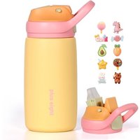 Kids Insulated Water Bottle with Straw Lid, 350ml BPA-Free Double Wall Vacuum Tumbler 18/8 Stainless Steel Leak Proof Keep Drinks 12h Hot & 18h Cold (