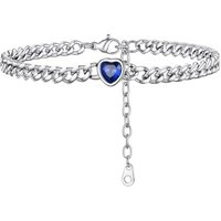 PROSTEEL Anklets for Women, Adjustable Waterproof Ankle Bracelet Silver Foot Chain Cubic Zirconia Birthstone Jewellery for Beach Summer with Gift Box
