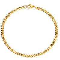 PROSTEEL Mens Cuban Chain Bracelet Silver, 3/6/9/12MM Width, 19/21CM Length, Strong 316L Stainless Steel (Send Gift Box) Gold Plated-3mm 21 CM Length