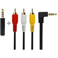 QiCheng&LYS Video input lead 3.5 mm to RCA AV Camcorder Video Cable,Male to 3RCA Male Stereo Audio Video AUX Cable for Smartphones,MP3, Tablets,Speake
