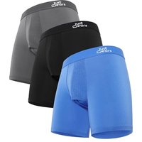 JustWears Active Mens Boxer Briefs, 3 Pack | Breathable Anti-Chafe Underwear with PouchTech⢠Support | Moisture-Wicking MicroModal Air Cool Fabric &