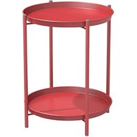 Grand patio Side Table 2-Tier Coffee Table Round End Table for Patio Garden Outdoor Living Room Bedroom -Red Side Table 2-Tier 2 Tier-red