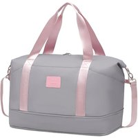 COOLIFE Easyjet Cabin Bag 45x36x20, Travel Bag with Trolley Sleeve, Travel Holdall Carry-on Hand Luggage, Weekend Bags for Women (Grey/Pink)