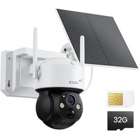 ZOSI 4G LTE Solar CCTV Camera Outdoor, 360° PTZ No WiFi 4MP Battery Powered Wireless Camera with SIM Card & 32GB Memory Card, Color Night Vision, AI