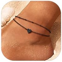 PROSTEEL Anklet for Women, Adjustable Waterproof Ankle Bracelets, Heart/Cuban/Figaro Foot Chain 316L Stainless Steel for Beach Summer with Gift Box 01