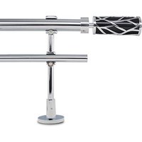Double Curtain Pole 70-120cm, 28mm Diameter Adjustable Heavy Duty Metal Curtain Rod with Black Cylinder Finials, Includes Brackets & Fixings, For Blac