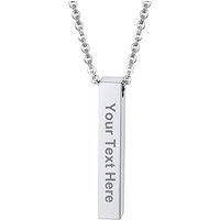 Free Engraving-Unisex Vertical Engraved 3D Bar Necklace, 316L Stainless Steel/Gold Color (Send Gift Box) Engrave-4 sides-stainless