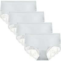 LIQQY Lace Knickers for Women Multipack Cotton Underwear Lace Full Coverage Briefs Panties Pack of 4 M White