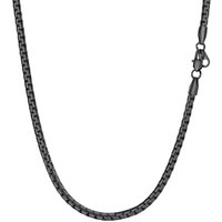 PROSTEEL Mens Necklace Chain Stylish Flat Box Chain Link Black/Silver/Gold Plated, Hypoallergenic 316L Stainless Steel Jewellery (with Gift Box) 26"(6