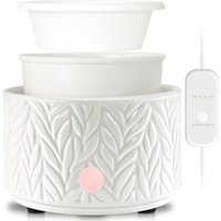 Electric Wax Melt Burner - Oil Burner Scented Candle Warmer with 4 Timer & 1pc Silicone Dish Ceramic 4-in-1 Wax Melts Warmer for Home Office Bedroom A