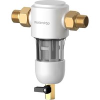 Waterdrop Spin Down Sediment Filter, Reusable Whole House Sediment Water Filter, Flushable Pre-Filtration System for City/Well Water, 1" + 3/4" MNPT,
