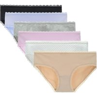 LIQQY Women's Cotton Knickers Cheeky Lace Trim Hipster Breathable Panties Ladies Underwear Multipack M Assorted