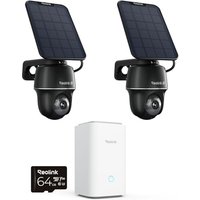 Reolink Argus PT Ultra 2-Cam & Home Hub Kitâ4K Security Camera Wireless Outdoor, Solar Powered, Color Night Vision, Dual-Band Wi-Fi, AI Detection, O