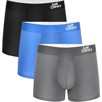 JustWears Everyday Mens Trunks, 3 Pack | Breathable Anti-Chafe Underwear with Moisture-Wicking MicroModal Air Cool Fabric | Ergonomic Support | Seamle