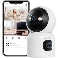 ZOSI 2-in-1 2K Indoor WiFi Camera, 360° Dual-Lens Dual Views Home Security Baby/Elder/Pet Monitor with APP, 2.4G/5G Dual-Band Wi-Fi CCTV Camera, Clic