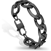 PROSTEEL Mens Bracelet - Stylish Flat Cuban Figaro Chain Wrist Link Bracelets Hypoallergenic 316L Stainless Steel Jewellery Silver/Gold Plated/Black 1