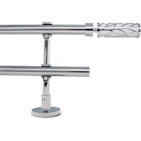 Adjustable Double Curtain Pole, 110-210cm, 3/4 Inch Diameter, Wall Mount, White Branch Finials