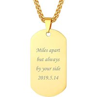 PROSTEEL Mens Dog Tag Necklace with Chain, Can Custom Text/Photo, Stainless Steel (Send Gift Box) custom-gold plated