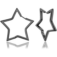 PROSTEEL Earrings for Women Stylish Star Hoops Silver/Gold Plated/Black 20/30/40/50/60mm for Ladies Girls With Gift Box