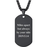 PROSTEEL Mens Dog Tag Necklace with Chain, Can Custom Text/Photo, Stainless Steel (Send Gift Box) custom-black