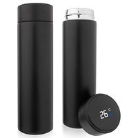 QiCheng&LYS 500ML Travel Mug with Temperature Display 304 Stainless Steel, Double Walled Vacuum Insulation Cup for Heat and Cold Water (Black)