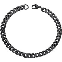 PROSTEEL Mens Cuban Chain Bracelet Silver, 3/6/9/12MM Width, 19/21CM Length, Strong 316L Stainless Steel (Send Gift Box) Black-6mm 21 CM Length