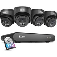 ZOSI 4CH 5MP PoE CCTV Camera System, 2.5K 4 Channel H.265+ PoE NVR Built-in 1TB HDD, 4Pcs 4MP Home Security Cameras Outdoor Indoor, Human Detection,10