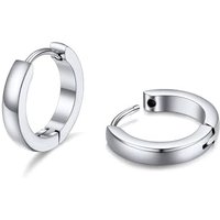 PROSTEEL Mens Earrings - Huggie Hoop Earrings Lightweight Small Sleeper Cartilage Tiny Hoops Jewellery 8/9/10/12/14/16mm, Silver/Black/Gold Plated (Wi