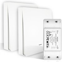 MOES RF Lights Switch Kit, No WiFi No Wiring Needed Light Switch Kit, 10A Receiver for Lamps 90-250V, (1Receiver &2 Panel) 1-Receiver 2-Panel
