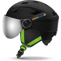 Odoland Kids Ski Helmet with Visor Goggles for Boys Girls, Adjustable Toddler Snowboard Helmet with Magnetic Buckle Strap for Children Ages 3-12 for S