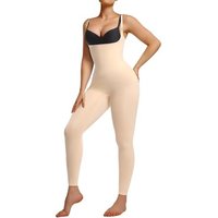SHAPERX Hourglass Shapewear Bodysuit Leggings 360 Compression 2 Sizes Look Full Body Shaper One Piece No Roll Down XXL-3XL Beige--open Bust