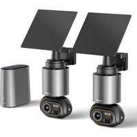 BOTSLAB 4K Security Camera Outdoor Wireless 2 Cam-Kit, No Subscription, 360° PTZ Outdoor Camera with Base Station, Solar Camera Wireless, Night Visio